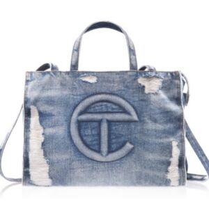 Telfar distressed denim bag - medium